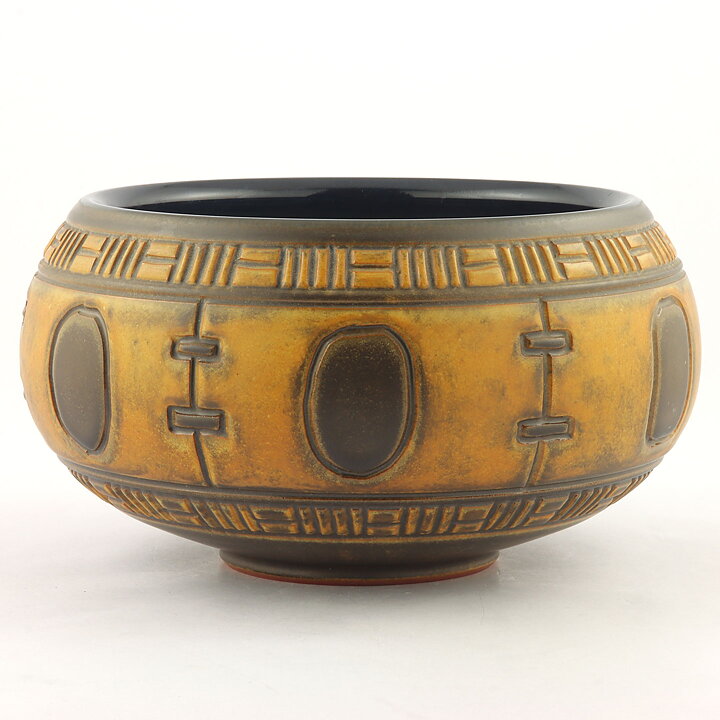 Gösta Rubensson (1960s) Unique Brown Bowl with Relief Decor 20/11 cm