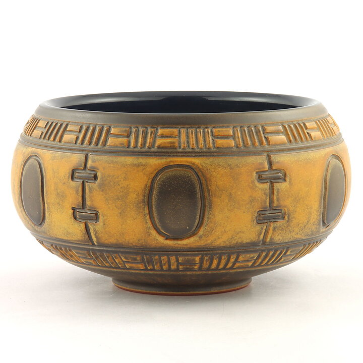 Gösta Rubensson (1960s) Unique Brown Bowl with Relief Decor 20/11 cm