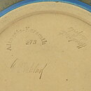 Ulla Winblad (1960s ) Brown/Blue Round Bowl with Relief 19 cm