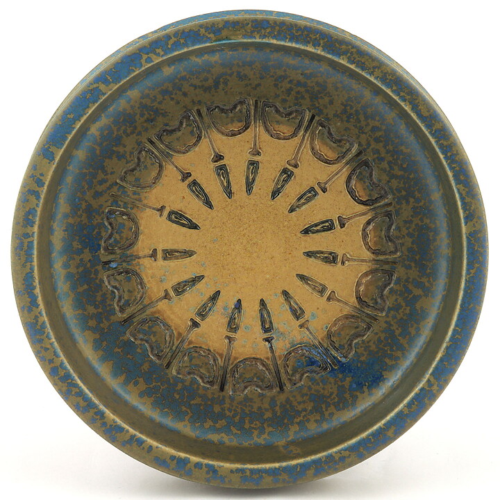 ウラ・ウィンブラッド  茶/青色のボウル  レリーフ  19cm  1960年代