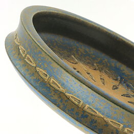 ウラ・ウィンブラッド  茶/青色のボウル  レリーフ  19cm  1960年代