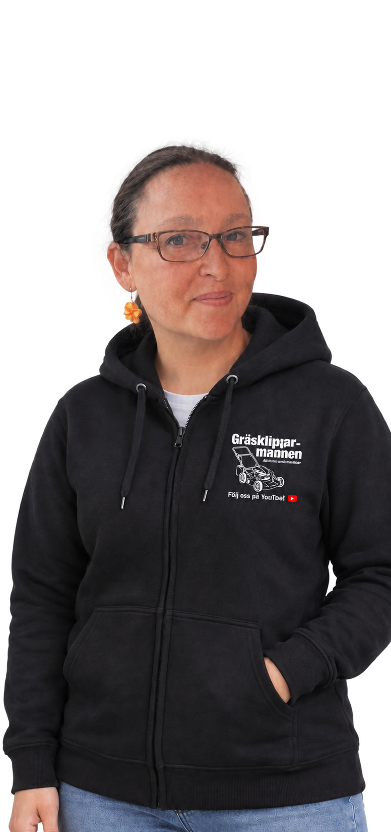 Svart Hoodie Dragkedja Gräsklipparmannens Favorit - 4