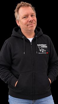 Svart Hoodie Dragkedja Gräsklipparmannens Favorit