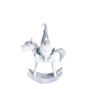 Gunghäst med Tomte – Juldekoration 17 cm