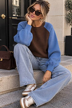 Sweater two-tone brown/blue