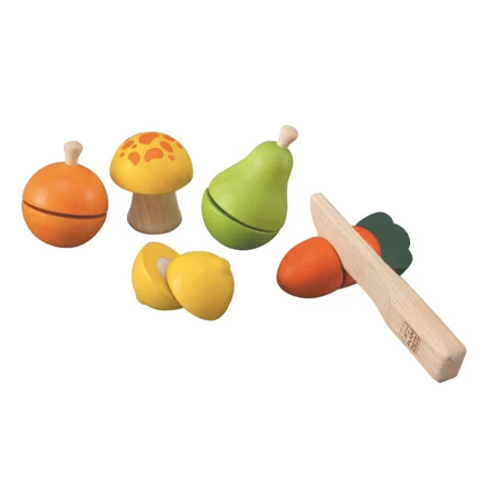 PlanToys Skära Frukt & Grönsaker i Trä – Leksaksmat Montessori Open Ended Toys