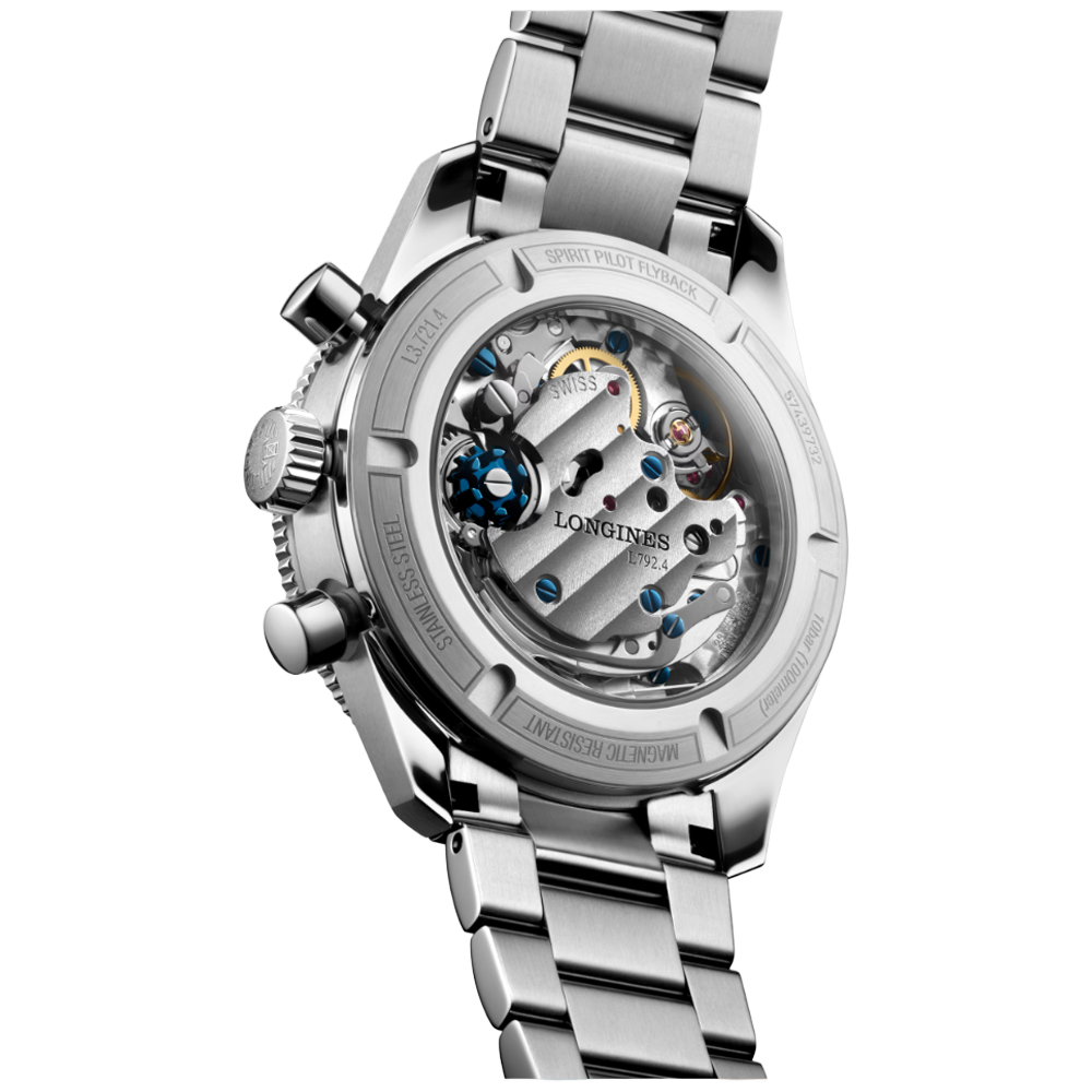 Longines L3.721.4.93.6 Spirit Pilot Flyback 39,5 blå baksida