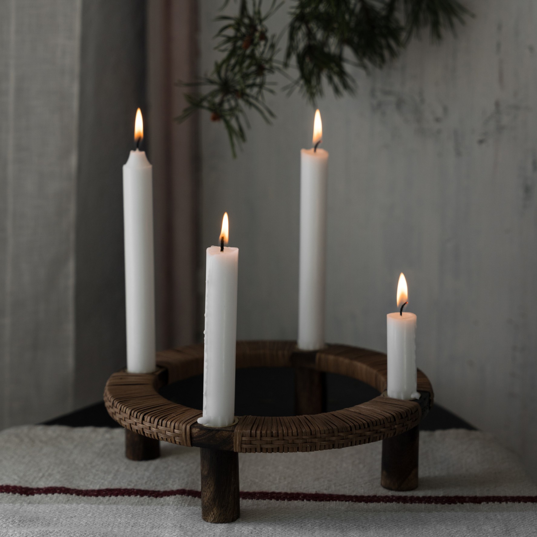Adventsljusstake flätad ERNST - Mörkt Trä - 4