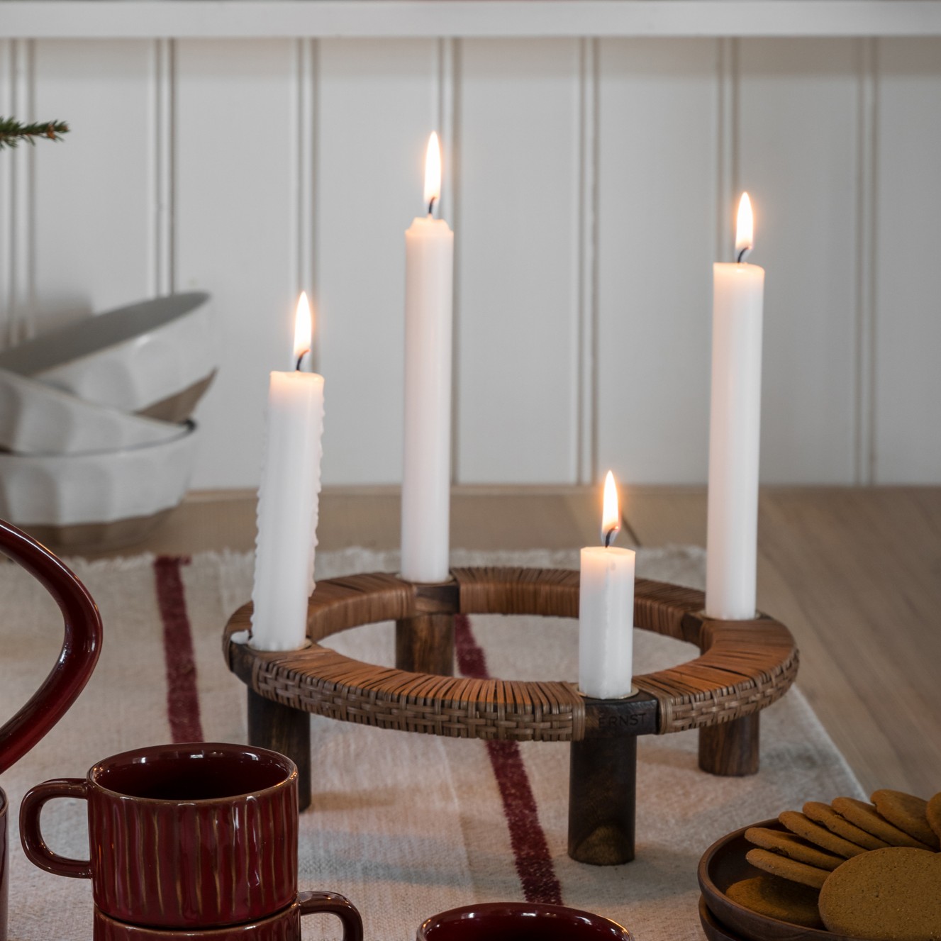 Adventsljusstake flätad ERNST - Mörkt Trä - 2