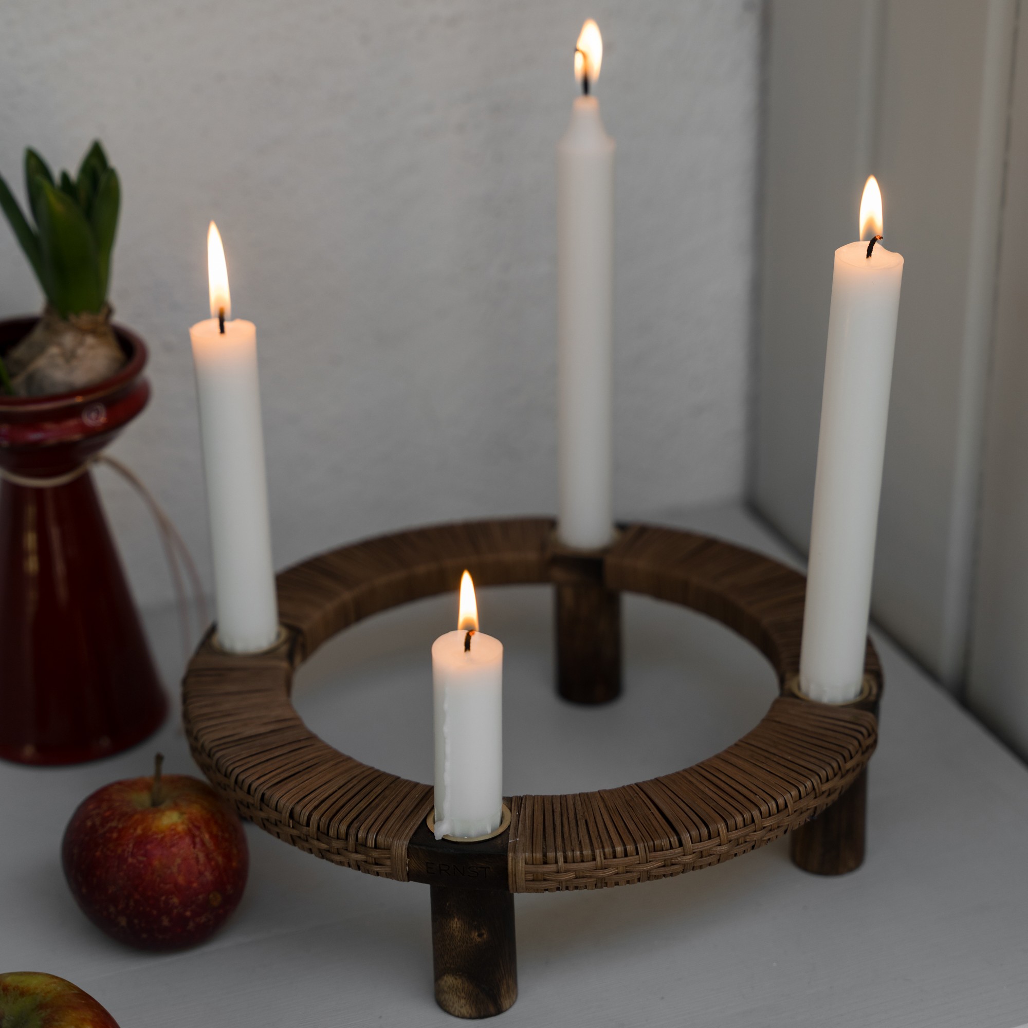 Adventsljusstake flätad ERNST - Mörkt Trä