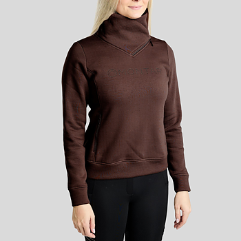 MONTAR MONAJA SWEATSHIRT W HIGH COLLAR AND GOLDEN  QUARTZ CRYSTAL - BLACK PEONY