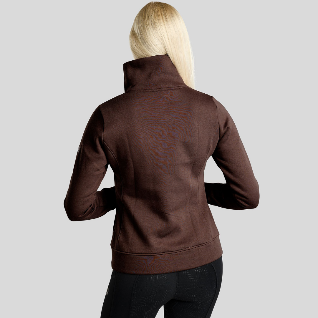 MONTAR MONAJA SWEATSHIRT W HIGH COLLAR AND GOLDEN  QUARTZ CRYSTAL - BLACK PEONY - 4