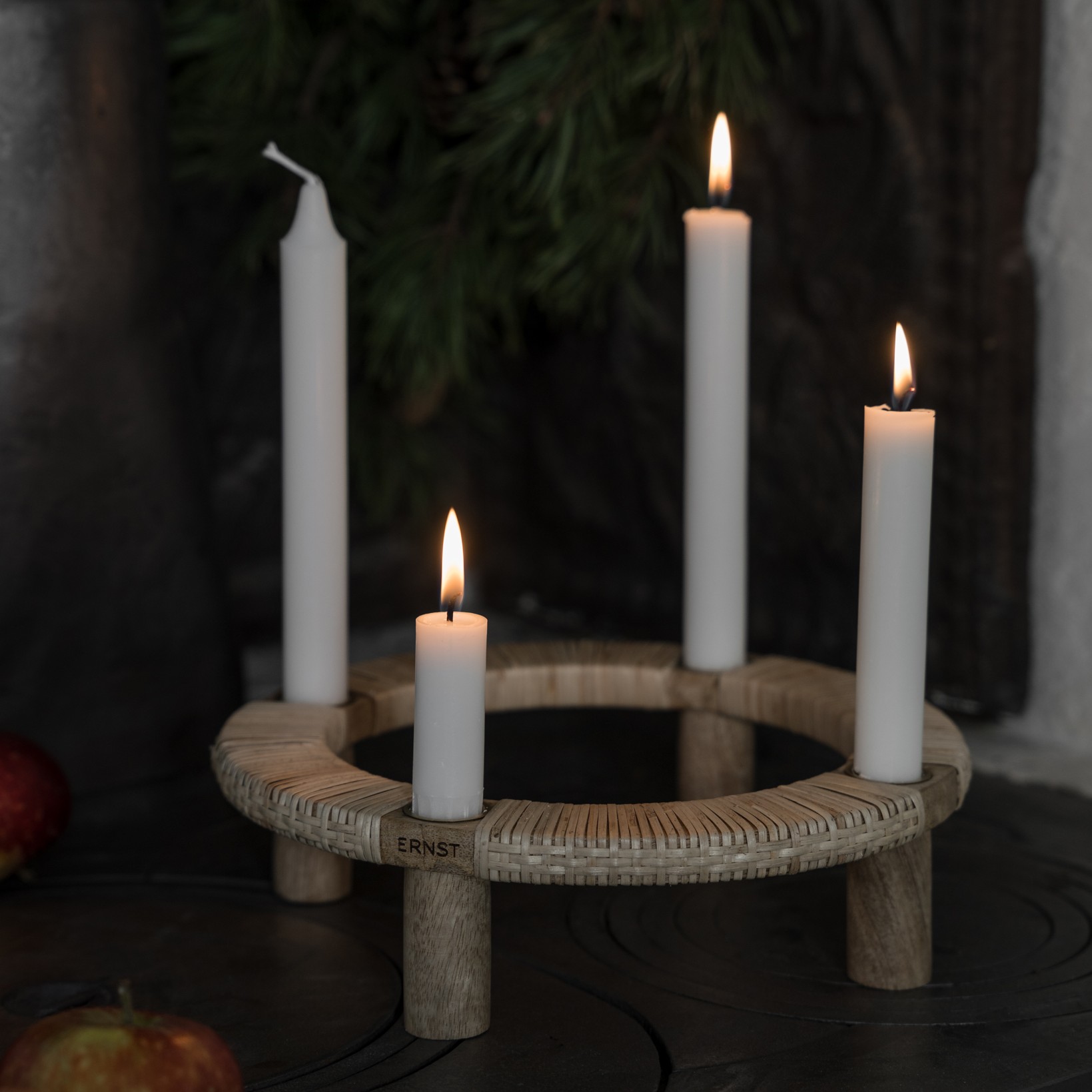 Adventsljusstake flätad ERNST - Ljust Trä