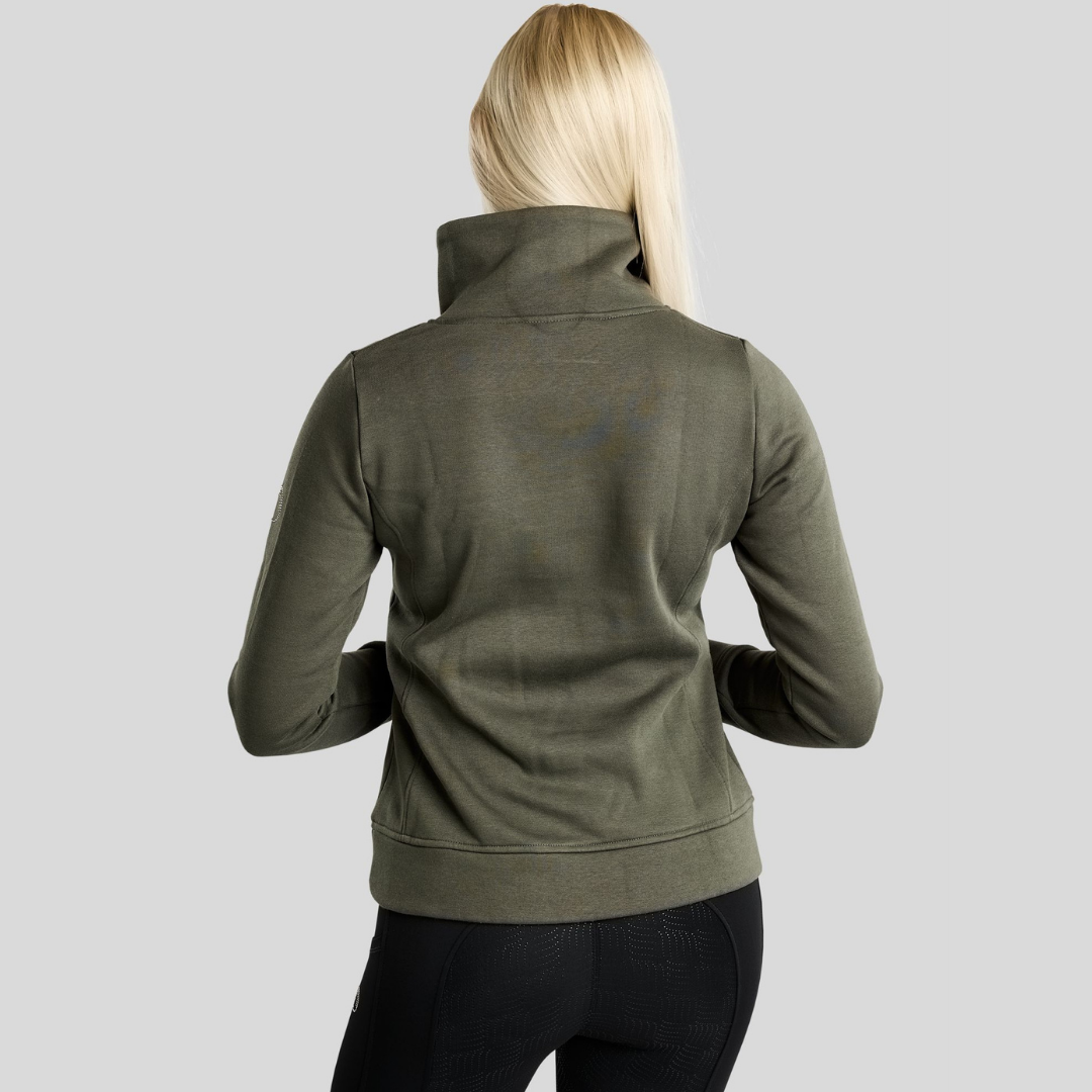 MONTAR MONAJA SWEATSHIRT W HIGH COLLAR AND GOLDEN  QUARTZ CRYSTAL - FOREST GREEN - 5