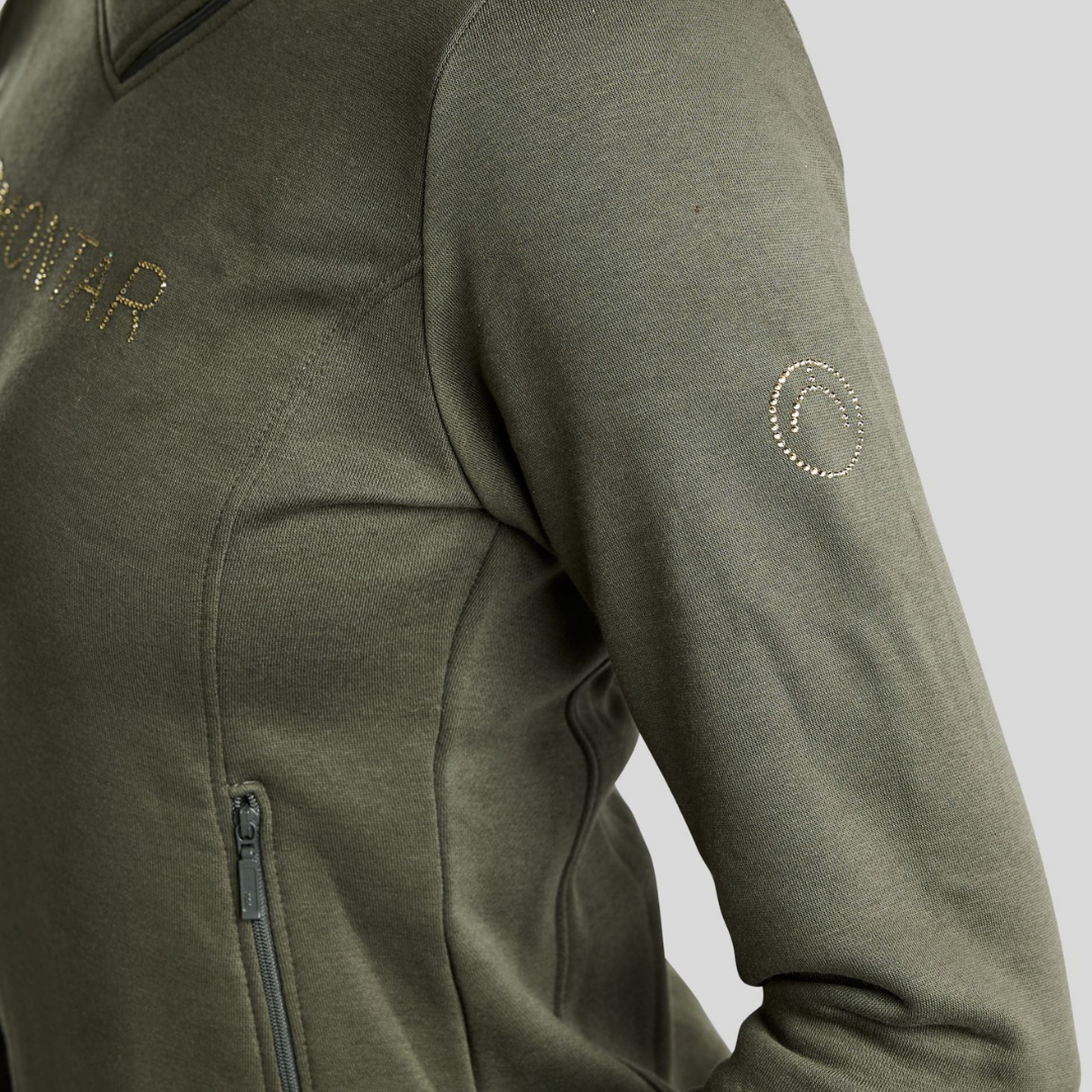 MONTAR MONAJA SWEATSHIRT W HIGH COLLAR AND GOLDEN  QUARTZ CRYSTAL - FOREST GREEN - 4