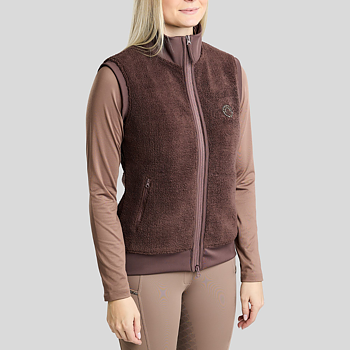 MONTAR MOEBBA TEDDY PILE FULL ZIP BODYWARMER W GOLDEN QUARTZ CRYSTAL TAPE - BLACK PEONY