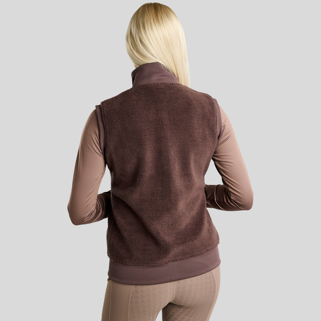 MONTAR MOEBBA TEDDY PILE FULL ZIP BODYWARMER W GOLDEN QUARTZ CRYSTAL TAPE - BLACK PEONY - 4