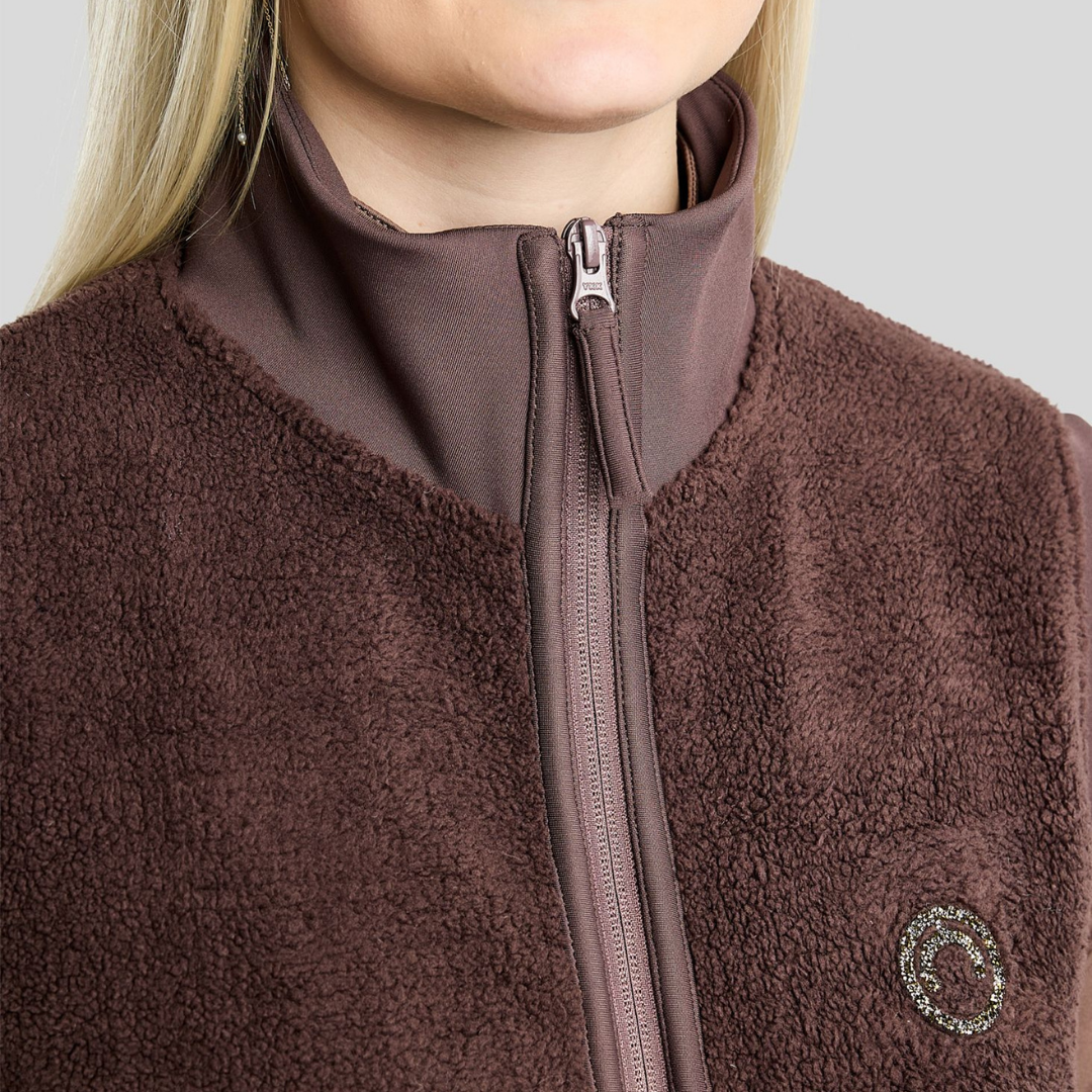 MONTAR MOEBBA TEDDY PILE FULL ZIP BODYWARMER W GOLDEN QUARTZ CRYSTAL TAPE - BLACK PEONY - 2