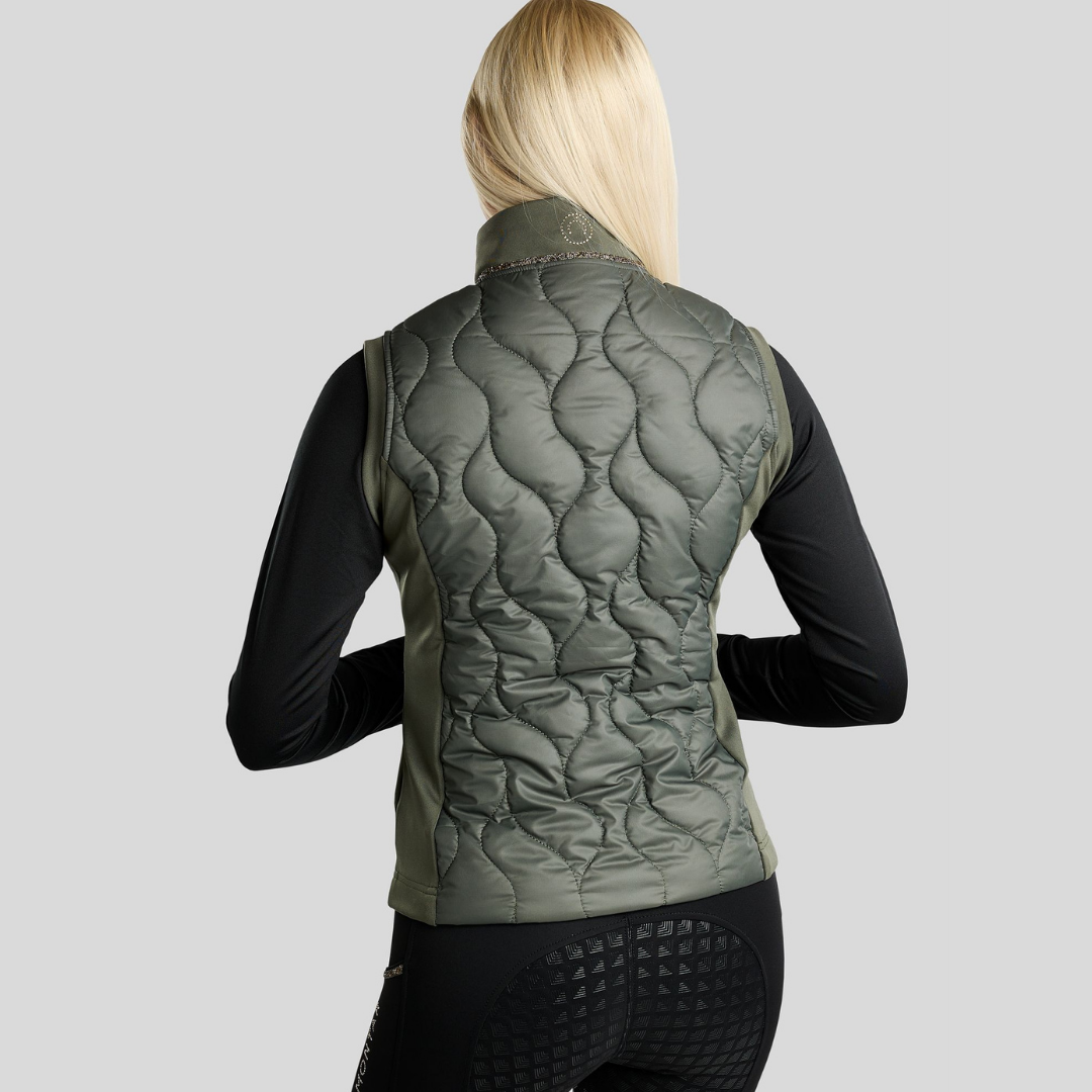 MONTAR MOVERONICA HYBRID BODYWARMER W GOLDEN QUARTZ CRYSTAL TAPE - FOREST GREEN - 4