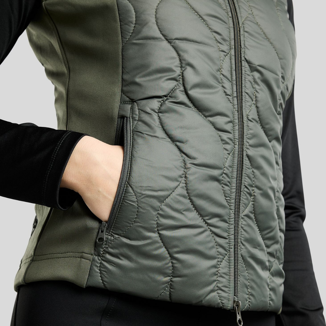 MONTAR MOVERONICA HYBRID BODYWARMER W GOLDEN QUARTZ CRYSTAL TAPE - FOREST GREEN - 3