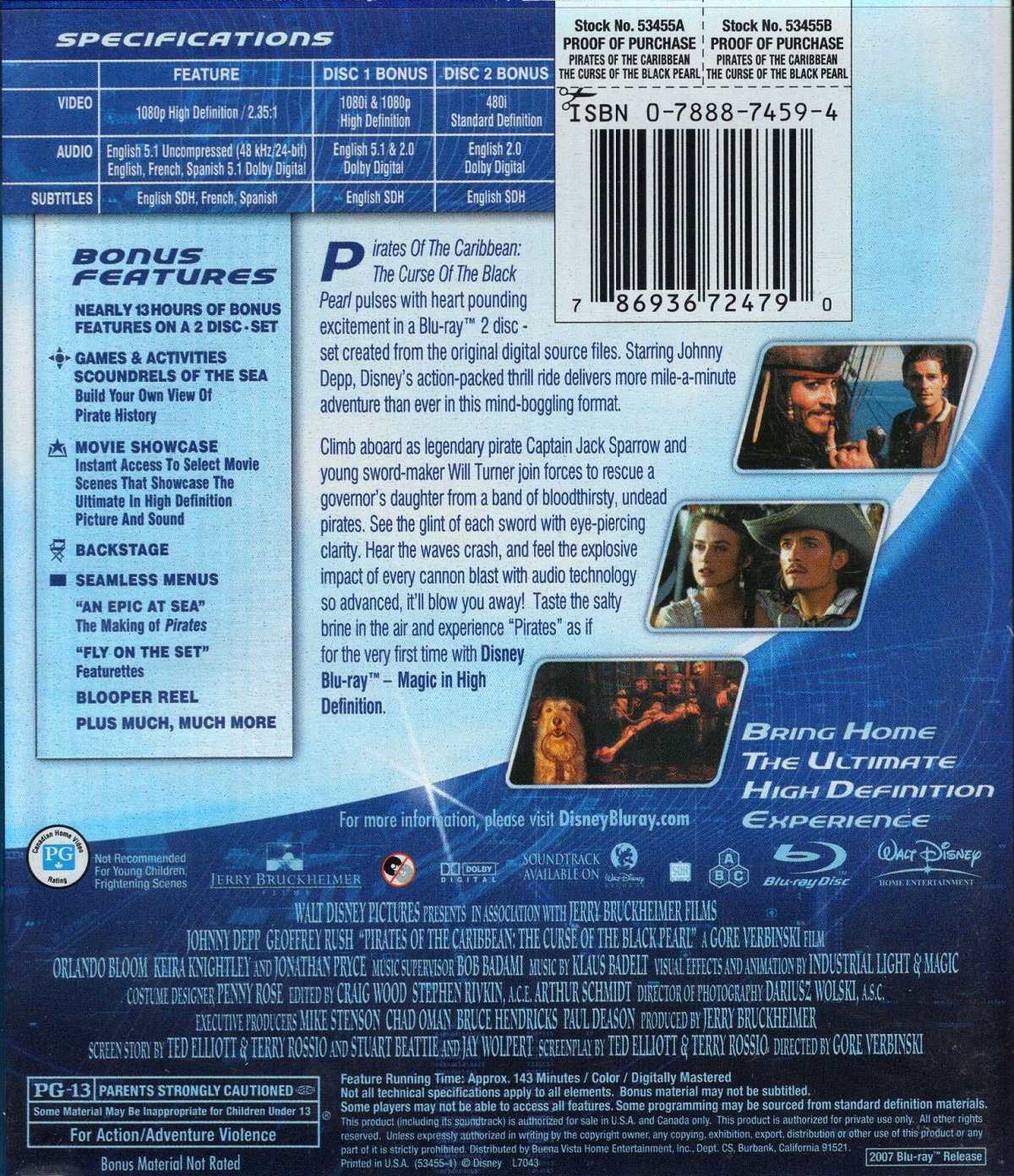 Pirates of the Caribbean - The Curse of the Black Pearl (ej svensk text) (Blu-ray) (Begagnad) - 2