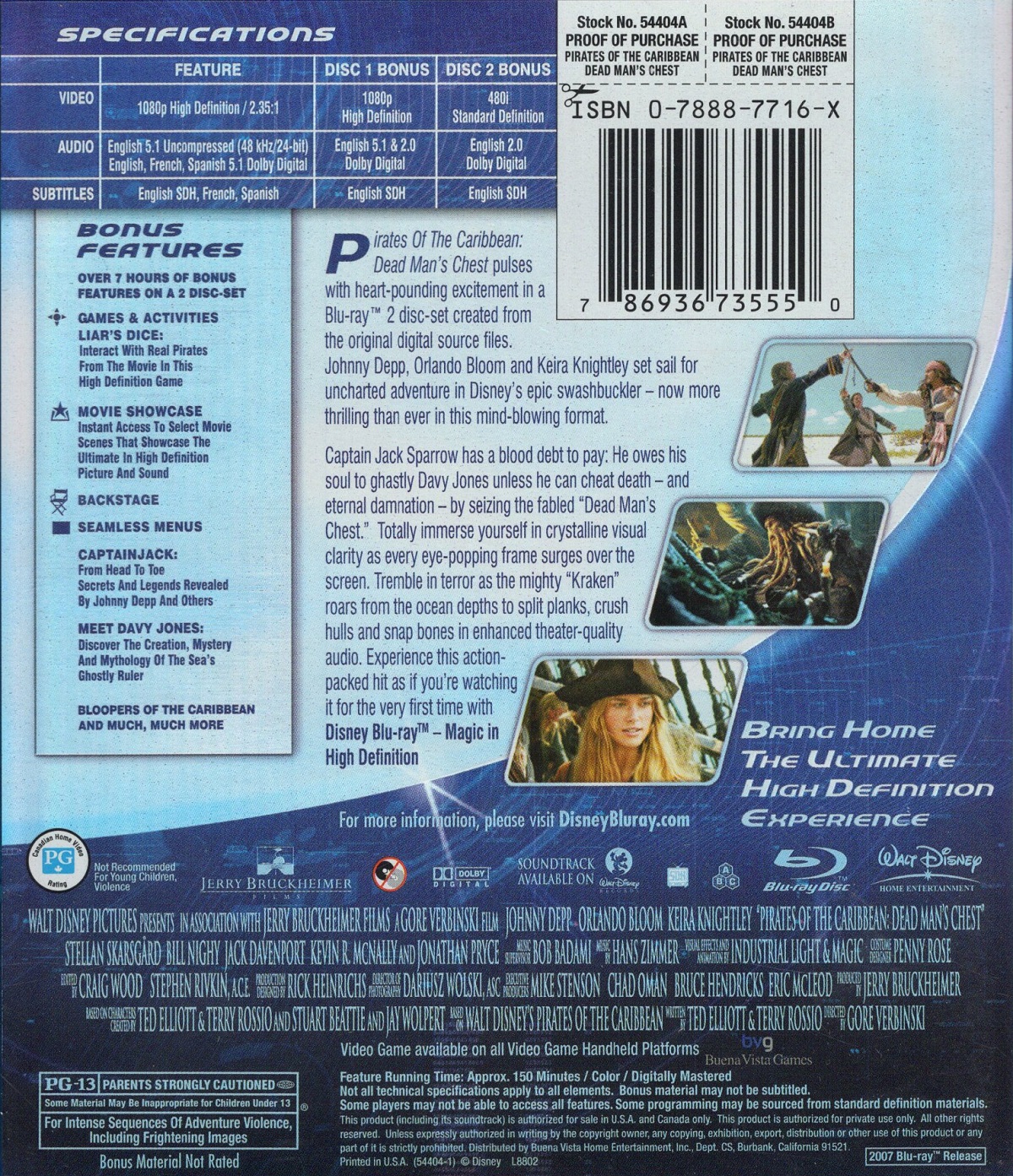 Pirates of the Caribbean - Dead Man's Chest (ej svensk text) (Blu-ray) (Begagnad) - 2