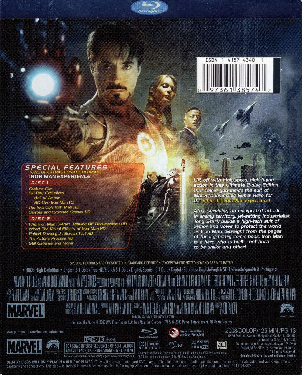 Iron Man (Ultimate 2-disc Edition) (ej svensk text) (Blu-ray) (Begagnad) - 2