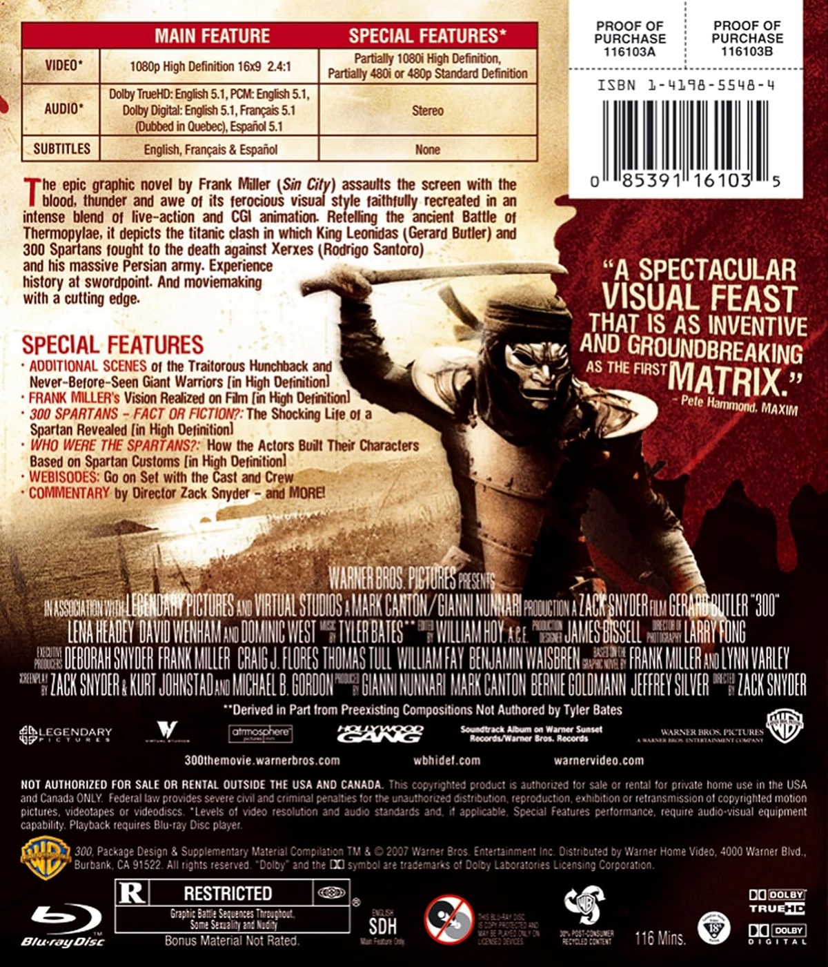 300 (ej svensk text) (Blu-ray) (Begagnad) - 2
