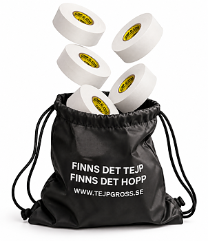 5-Pack Klubbtejp i vår snygga Tejp-Påse. 24mm x 25m VIT  Comp-o-stik 