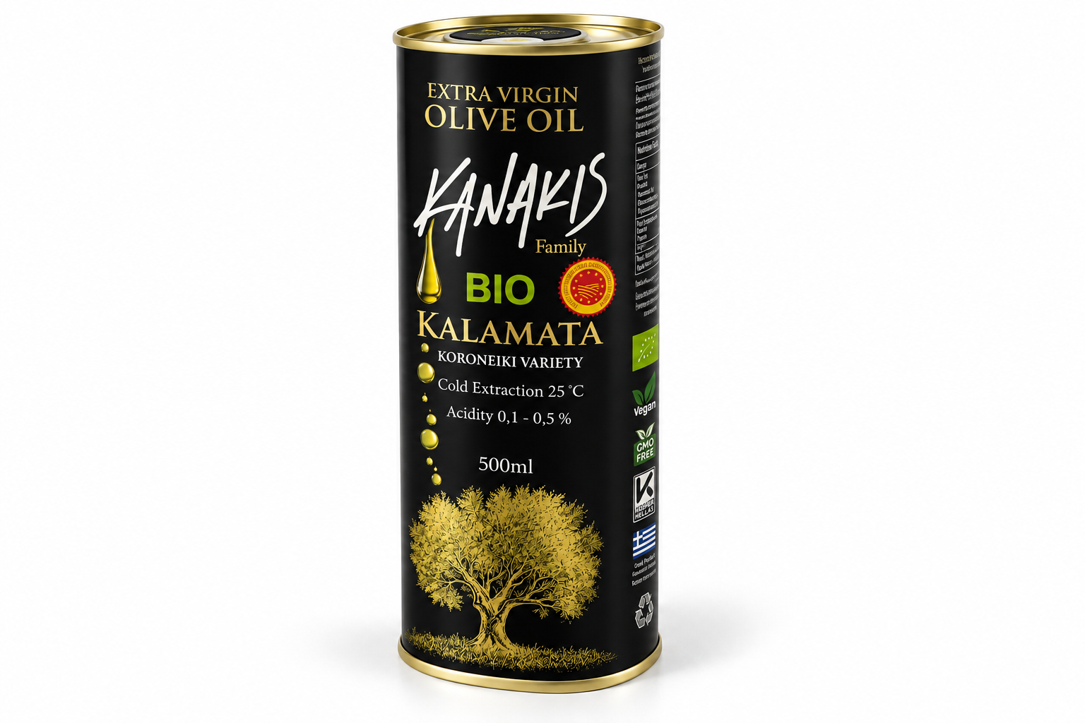 Kanakis Family BIO Kalamata P.D.O. Ekologisk Extra Virgin Olivolja 500 ml - 4
