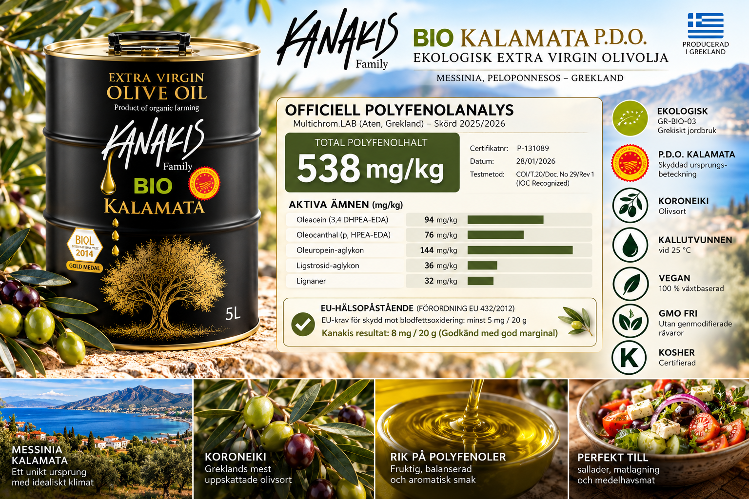 Kanakis Family BIO Kalamata P.D.O. – Ekologisk Extra Jungfruolivolja 5L - 4
