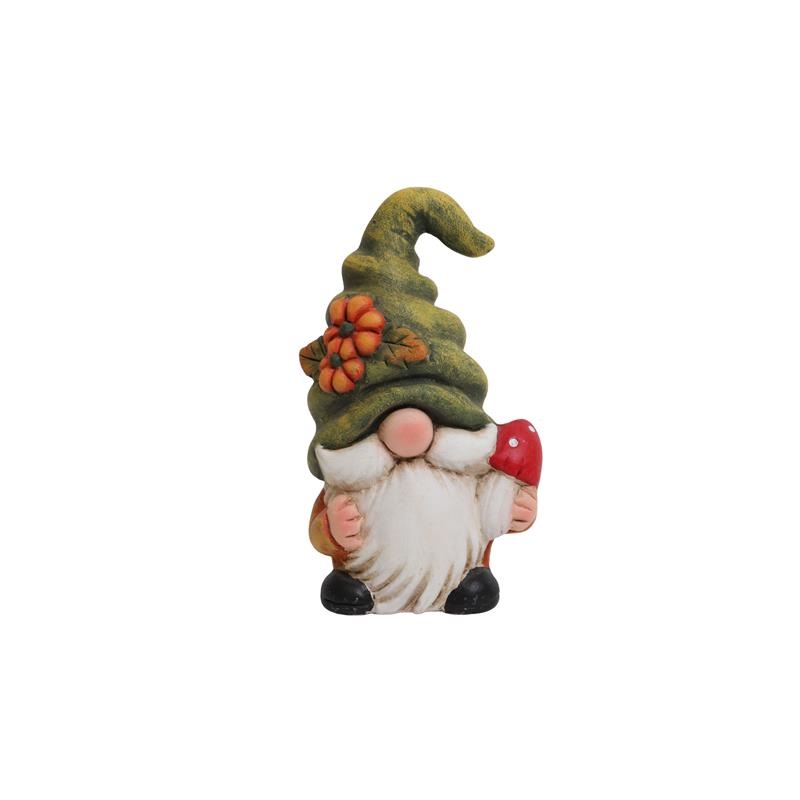 Tomte med Svamp och Luva – Terrakotta 14,6 cm