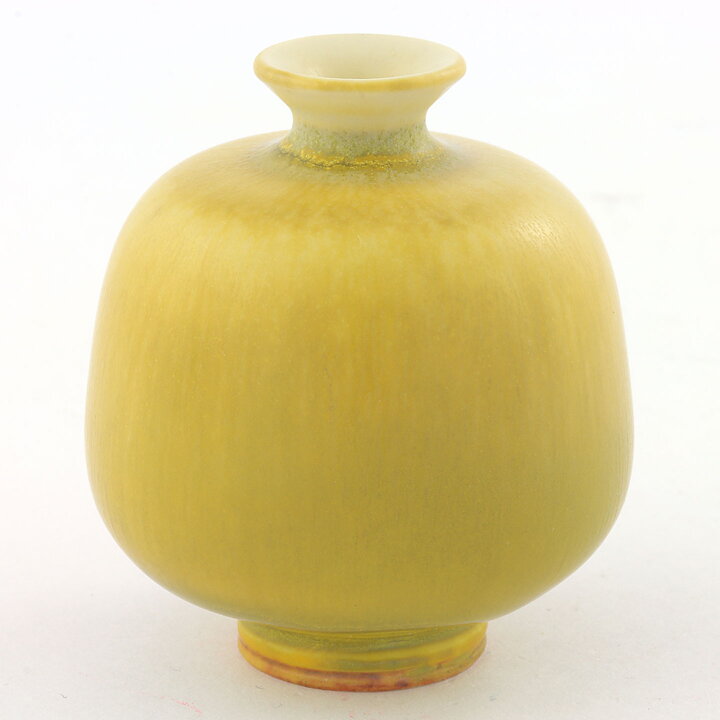 Berndt Friberg (1960s) Unique Yellow Haresfur Vase 4,5 cm