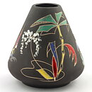 Hans Welling (Surreale 1959) Brown Cone Vase with Colorful Decor 15 cm