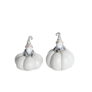 Tomte på Pumpa – Vit Dekoration 6–8 cm - 2-pack | Stjernsund Kollektion
