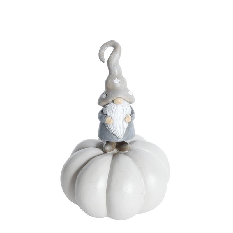 Tomte på Vit Pumpa – Dekorationsfigur 16 cm | Stjernsund Kollektion