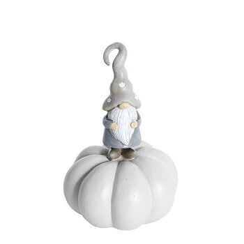 Tomte på Vit Pumpa – Dekorationsfigur 16 cm | Stjernsund Kollektion