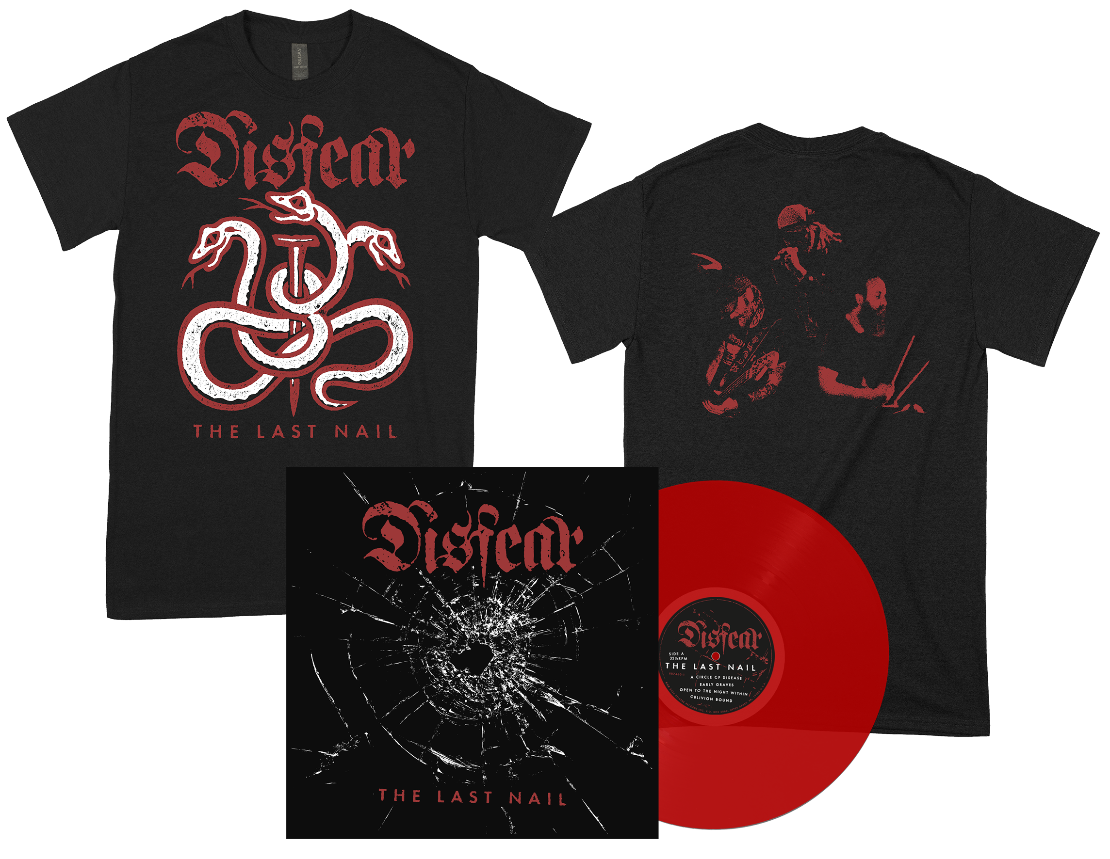 DISFEAR - The Last Nail LP (RED Vinyl) + Hydra T-shirt BUNDLE (PRE-ORDER)