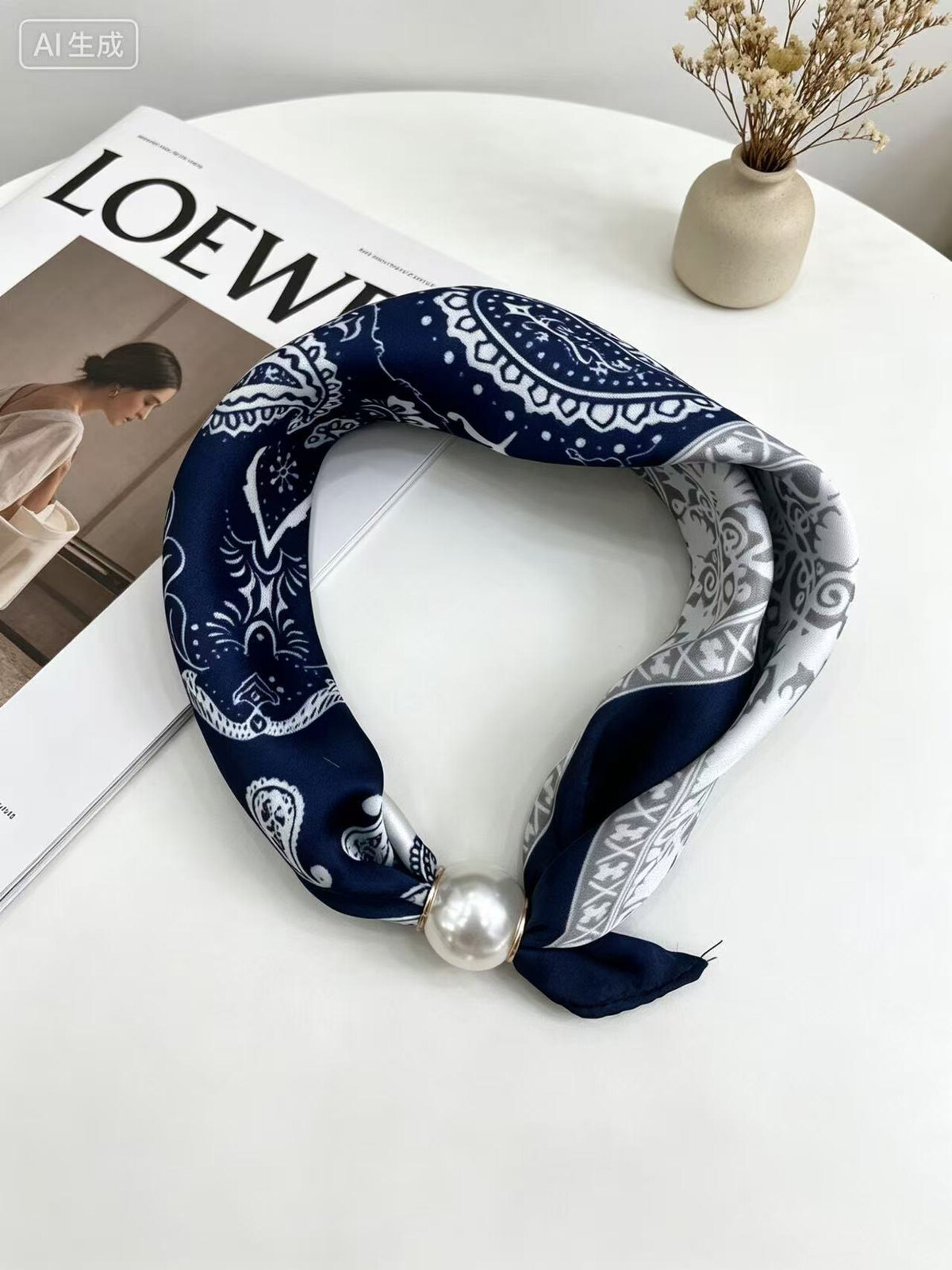 PF - Sjal Magnet Blå Paisley