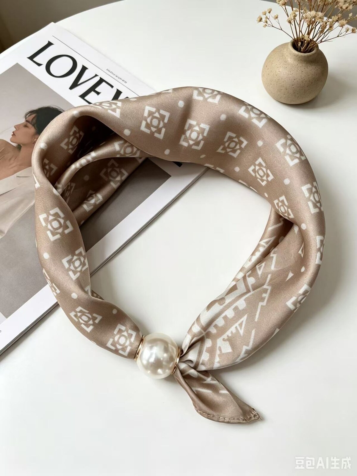 PF - Sjal Magnet Mönstrad Beige