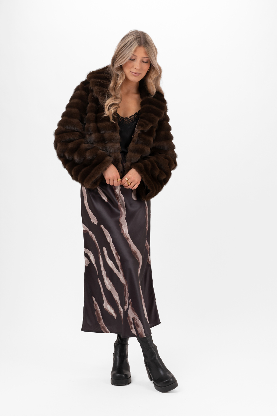 Minerva fur jacket coffee brown - 2