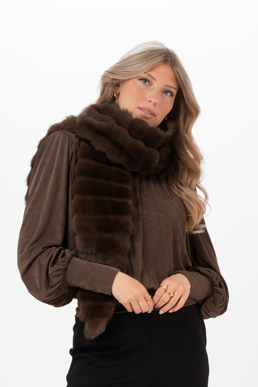 Minerva fur scarf coffee brown - 3