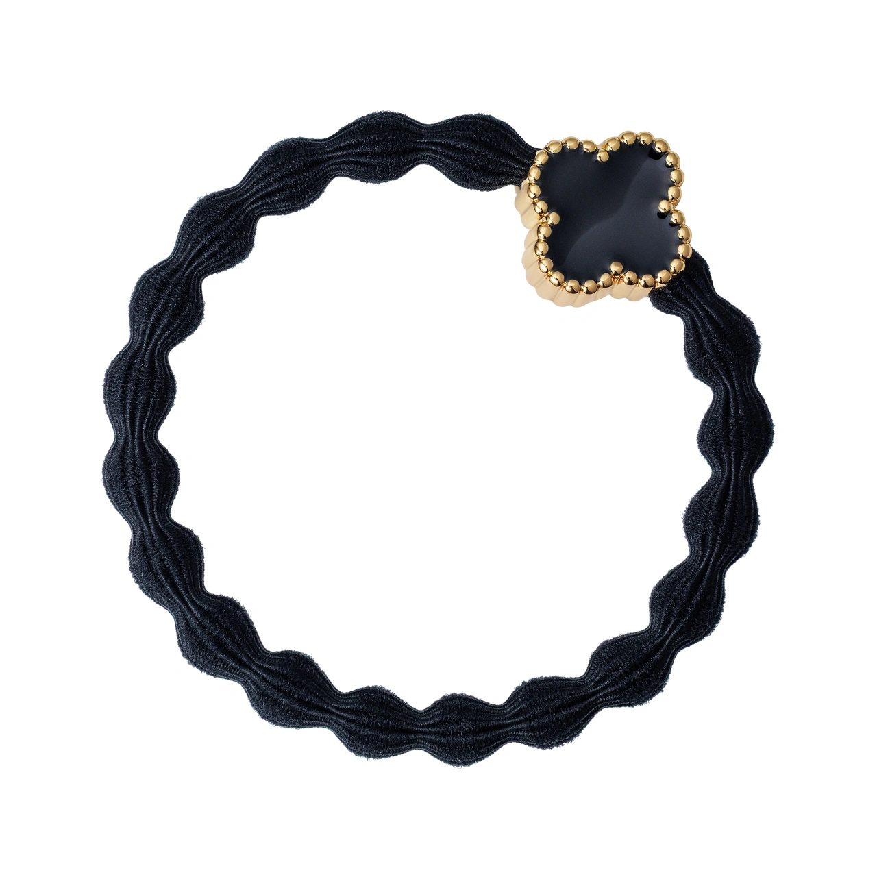 By Eloise Enamel gold quatrefoil black