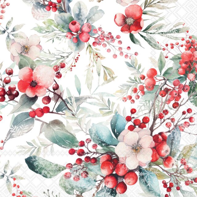 Kaffe & Mat Servett - Winter berries