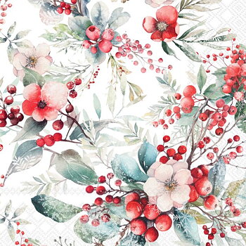 Kaffe & Mat Servett - Winter berries