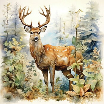 Lunchservett - Deer in the woods