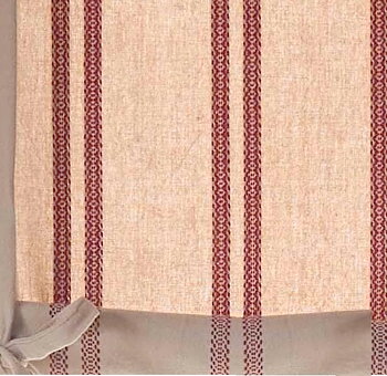 Hissgardin Torp linbeige röd vävd bård rand shabby chic lantlig stil Gårdsromantik