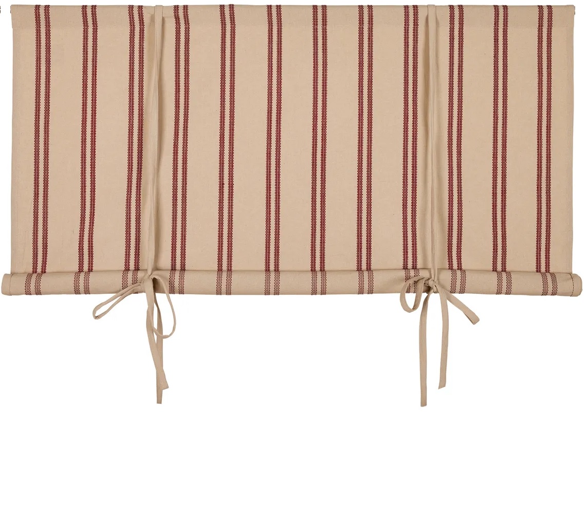 Hissgardin Torp linbeige röd vävd bård rand shabby chic lantlig stil Gårdsromantik - 3