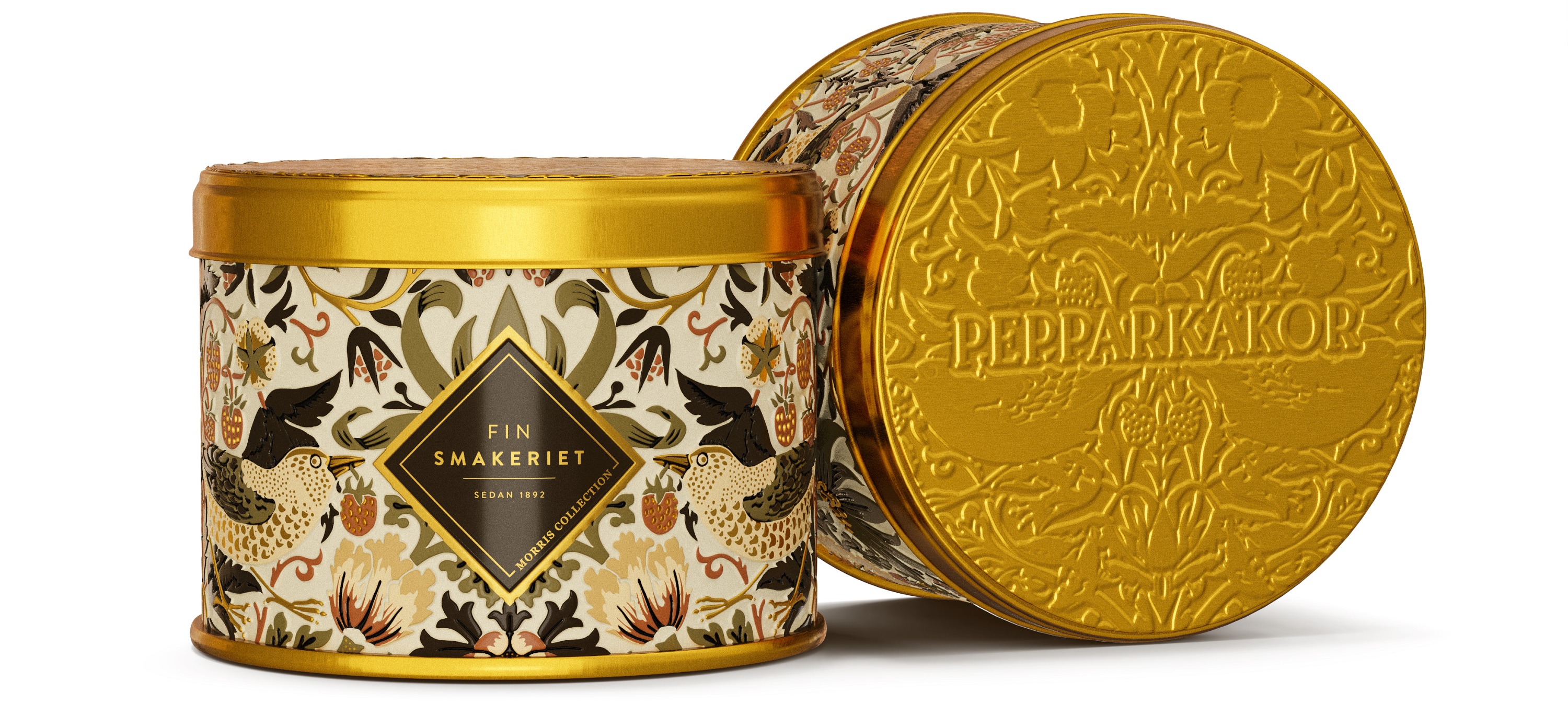 Finsmakeriet pepparkakor Morris Collection Strawberry Thief Beige 45 Gram - 2