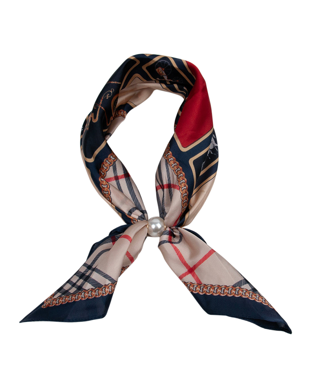 Scarf rutig med magnet blå/röd/beige